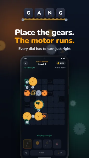 Place the gears. The motor runs. – Every dial has to turn just right