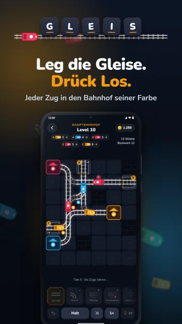 Leg die Gleise. Drück Los. – Jeder Zug in den Bahnhof seiner Farbe