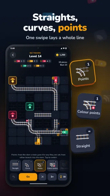 Straights, curves, points – One swipe lays a whole line