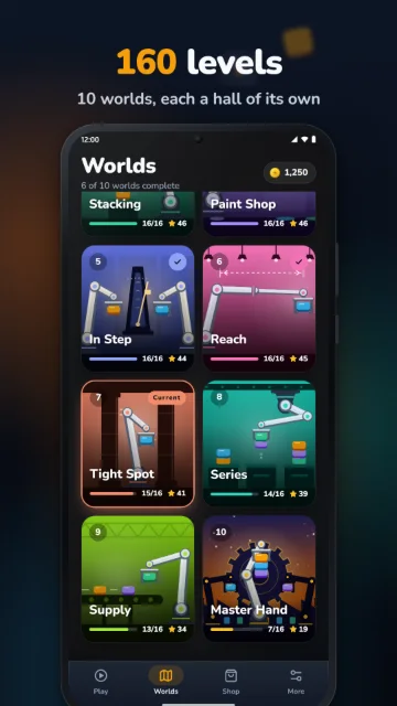 160 levels – 10 worlds, each a hall of its own