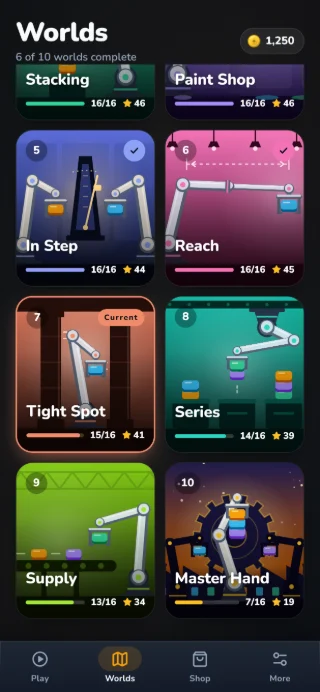 GRIFF world overview with illustrated halls: In Step, Reach, Tight Spot, Series, Supply and Master Hand.